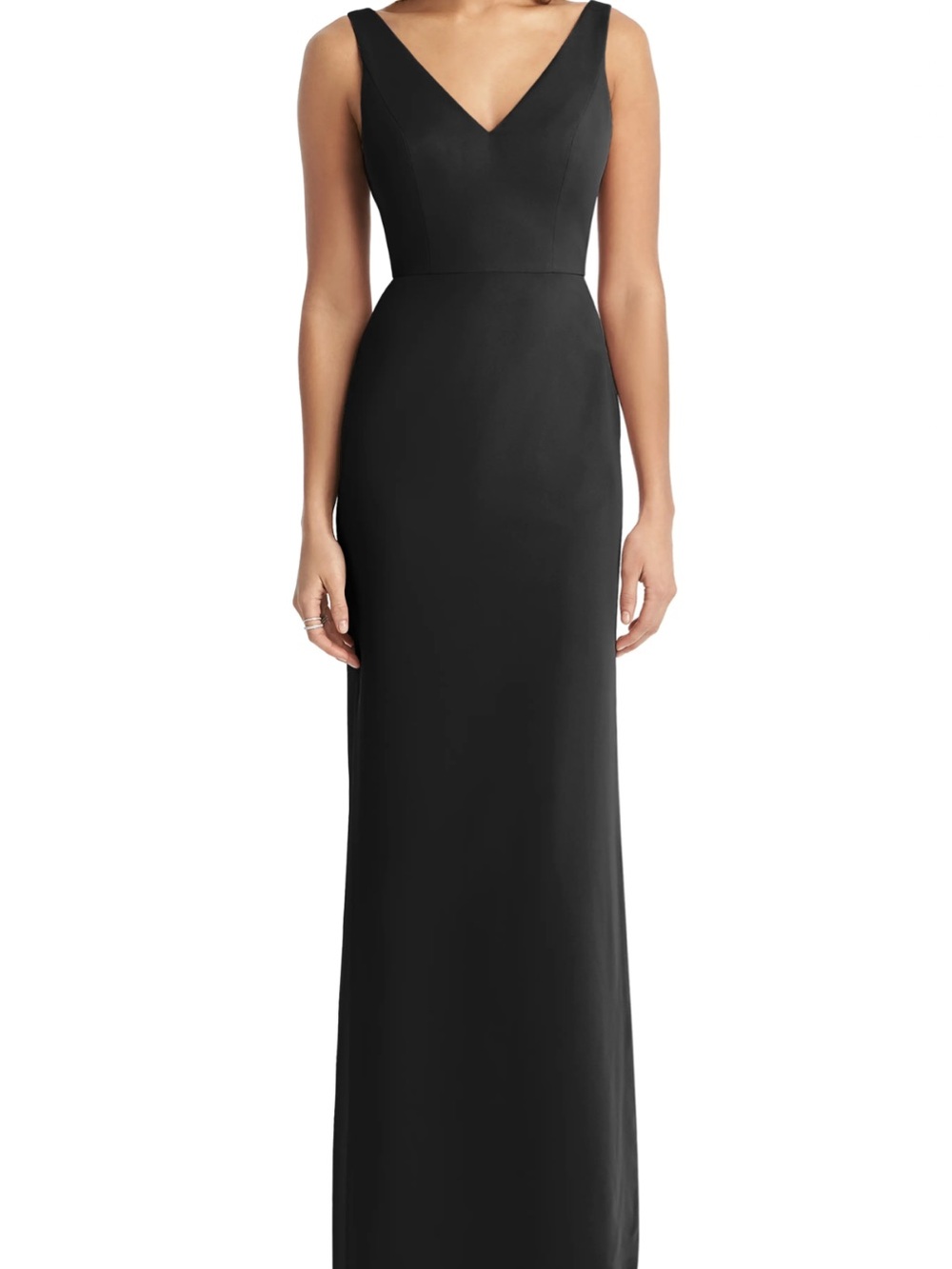 Social Bridesmaids Sleek Black V-Neck Maxi Gown
